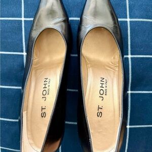 St. John Black Leather Heels